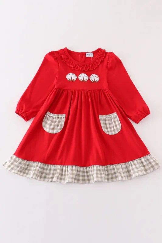 CS Maroon Cotton French Knot Dress