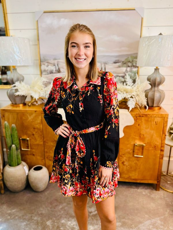 Black Multi Floral Dress