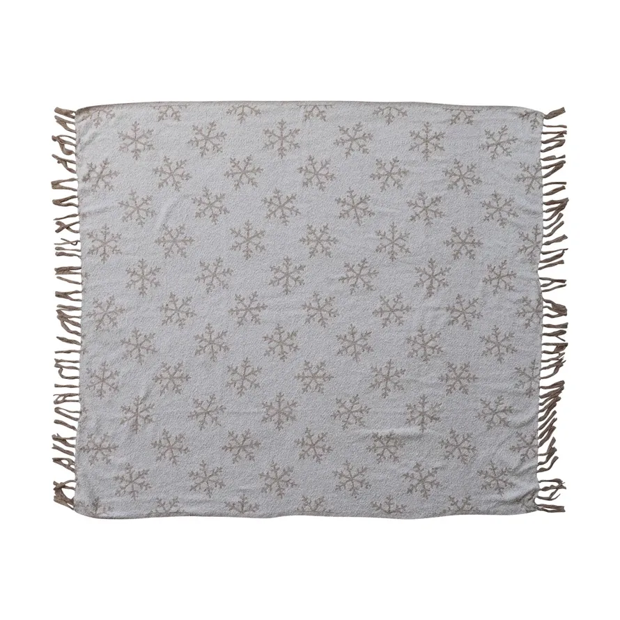 Cotton Blend Throw W Snowflake Pattern