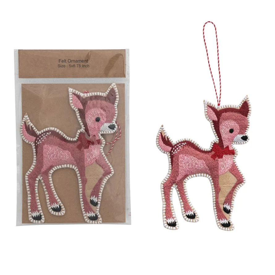 Cotton Felt Reindeer Ornament-XS7913