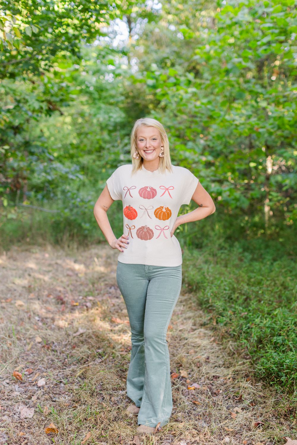 Jade Corduroy Button Flare