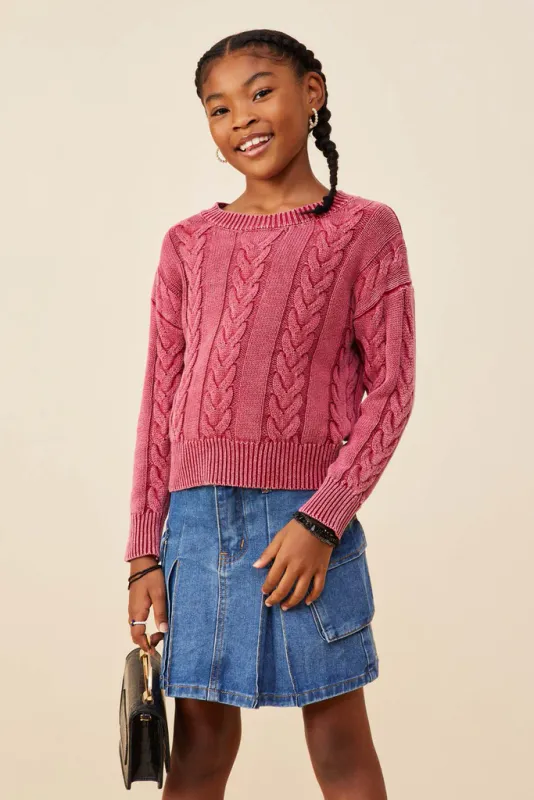 Cable Knit Washed Sweater