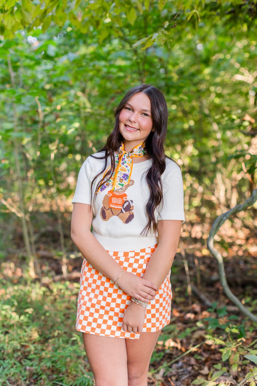 Teddy Bear Sweater-White/Orange