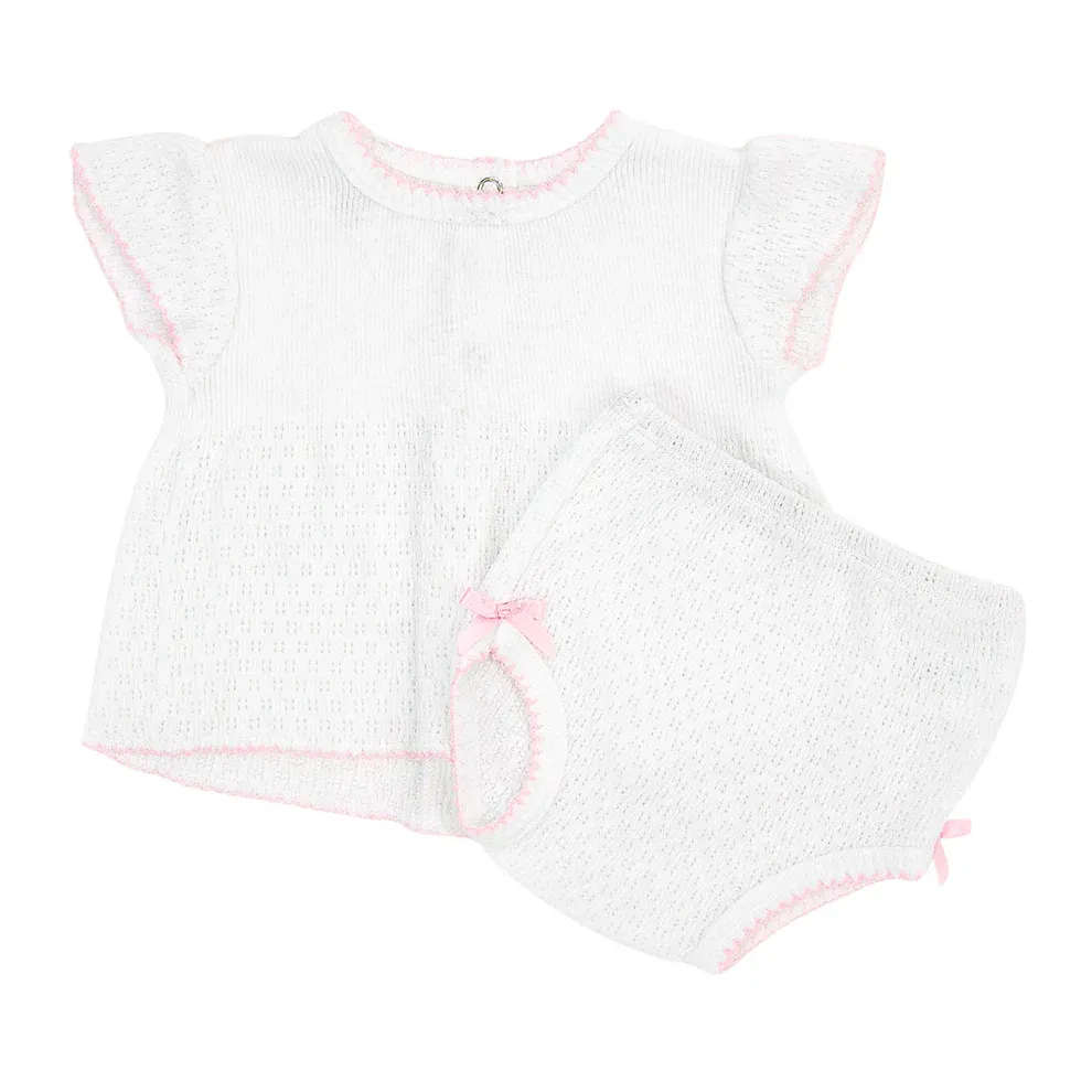 CH Flutter Sleeve Diaper Set-Pink Bows