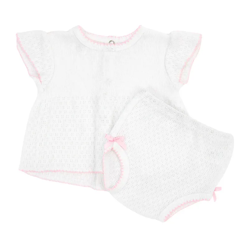 CH Flutter Sleeve Diaper Set-Pink Bows