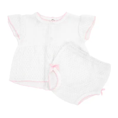 CH Flutter Sleeve Diaper Set-Pink Bows