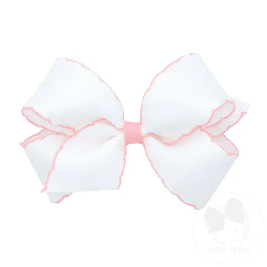 CH White/Lt Pink Moonstitch Bow