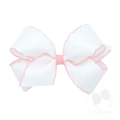 CH White/Lt Pink Moonstitch Bow