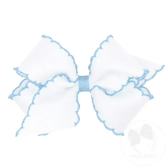 CH White/Blue Moonstitch Bow