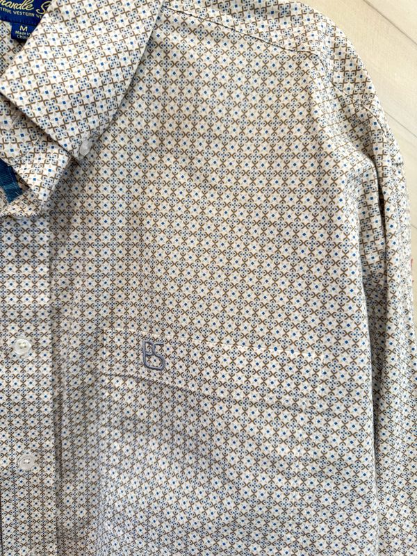 Taupe Geo Button Down