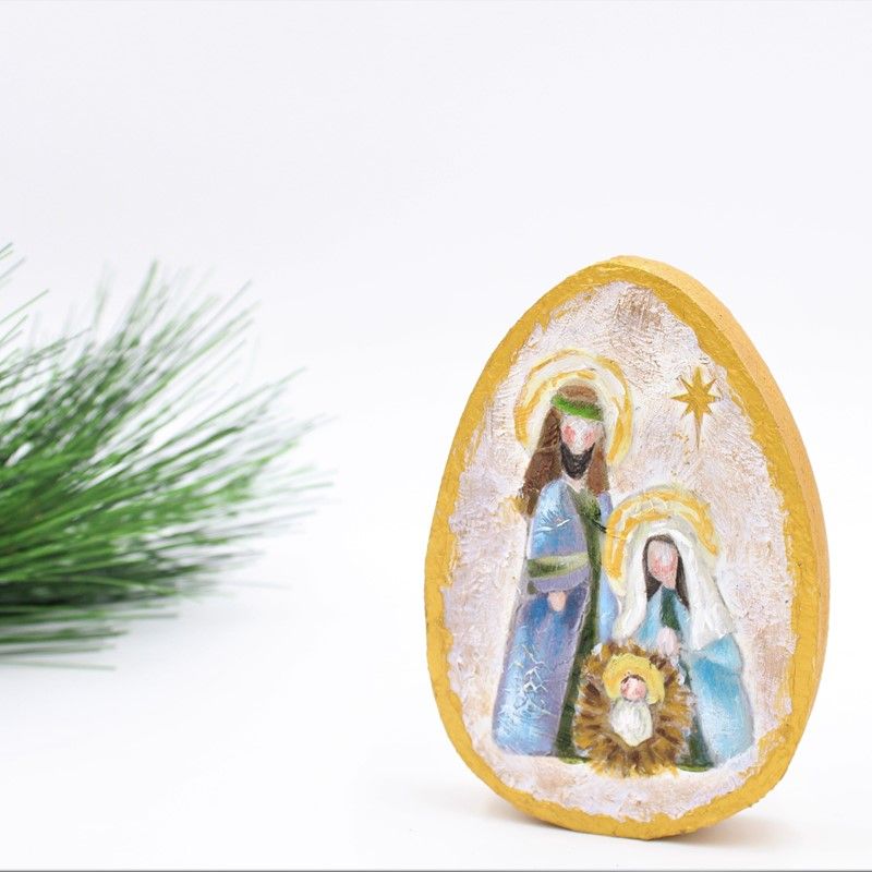 5&quot; Hand Painted Oval Holy Family Tabletop