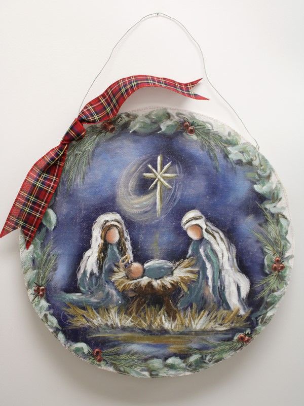 21.25&quot; Handpainted Holy Family Door Hanger