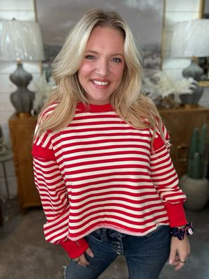 CH Back In Style Top-Red/Ivory