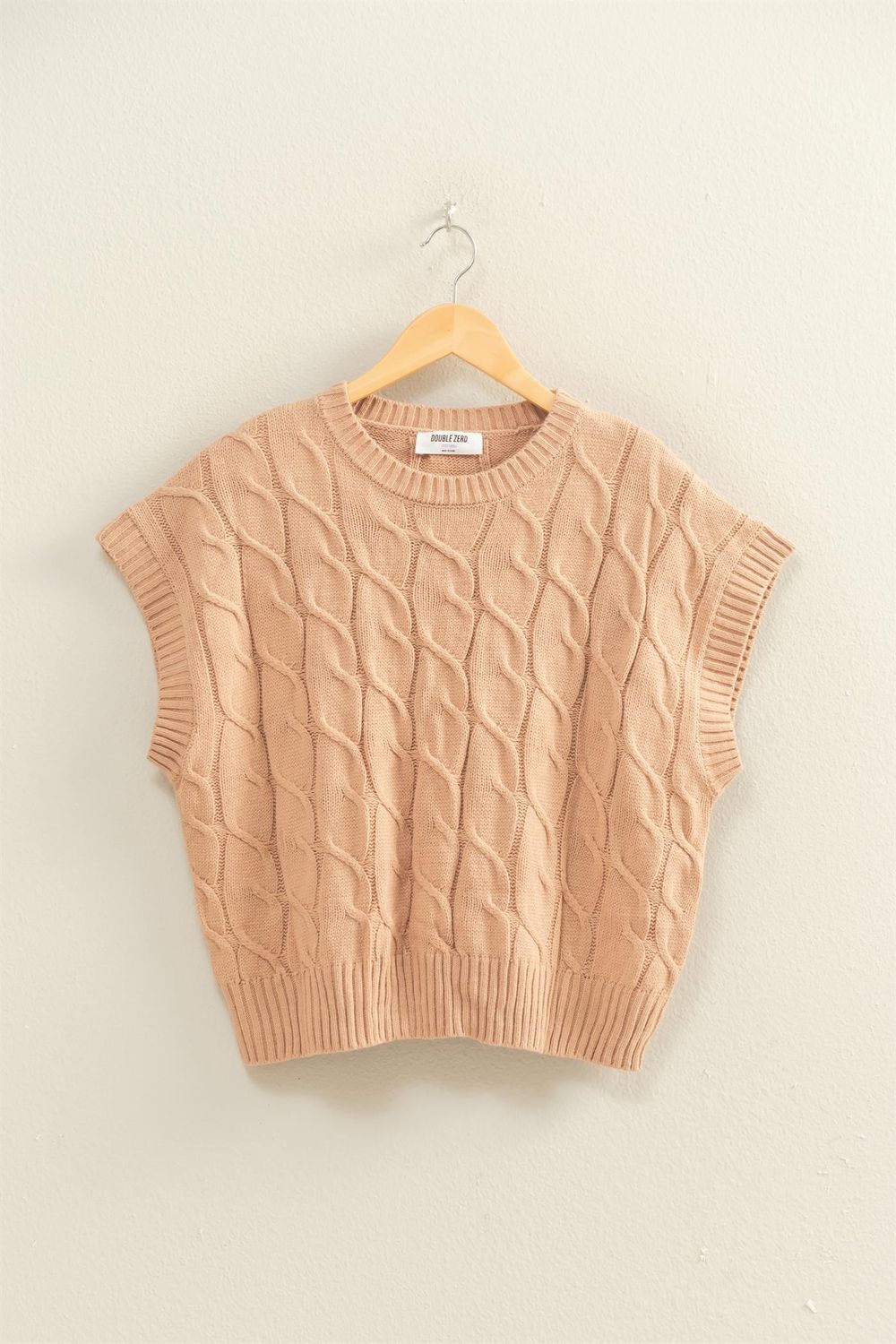 CH Cable Knit Vest-Dark Taupe