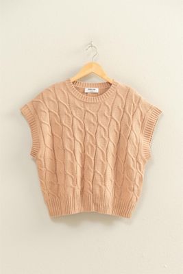 CH Cable Knit Vest-Dark Taupe