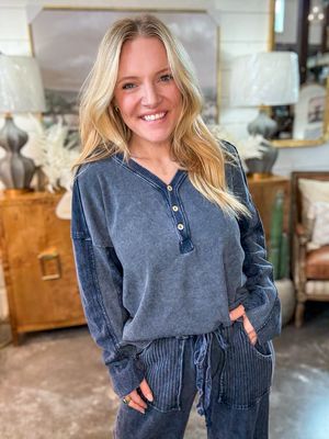 RD Vintage Waffle Top-Navy