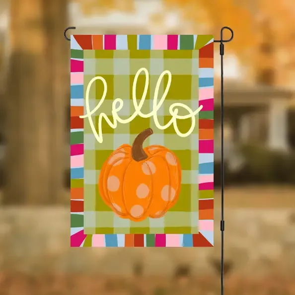 Hello Pumpkin Jewel Tone Garden Flag