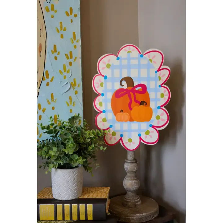 Scalloped Pumpkin W/Bow Topper
