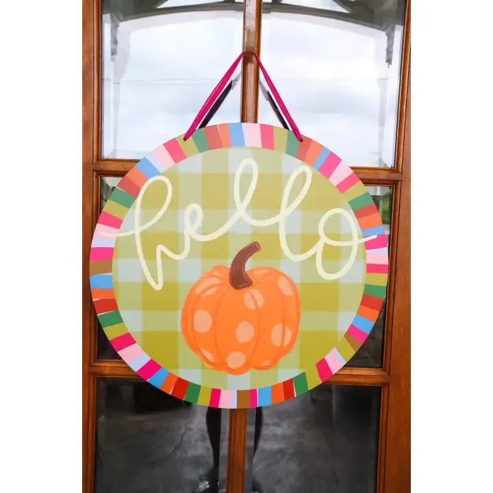 Hello Jewel Tone Pumpkin Doorhanger