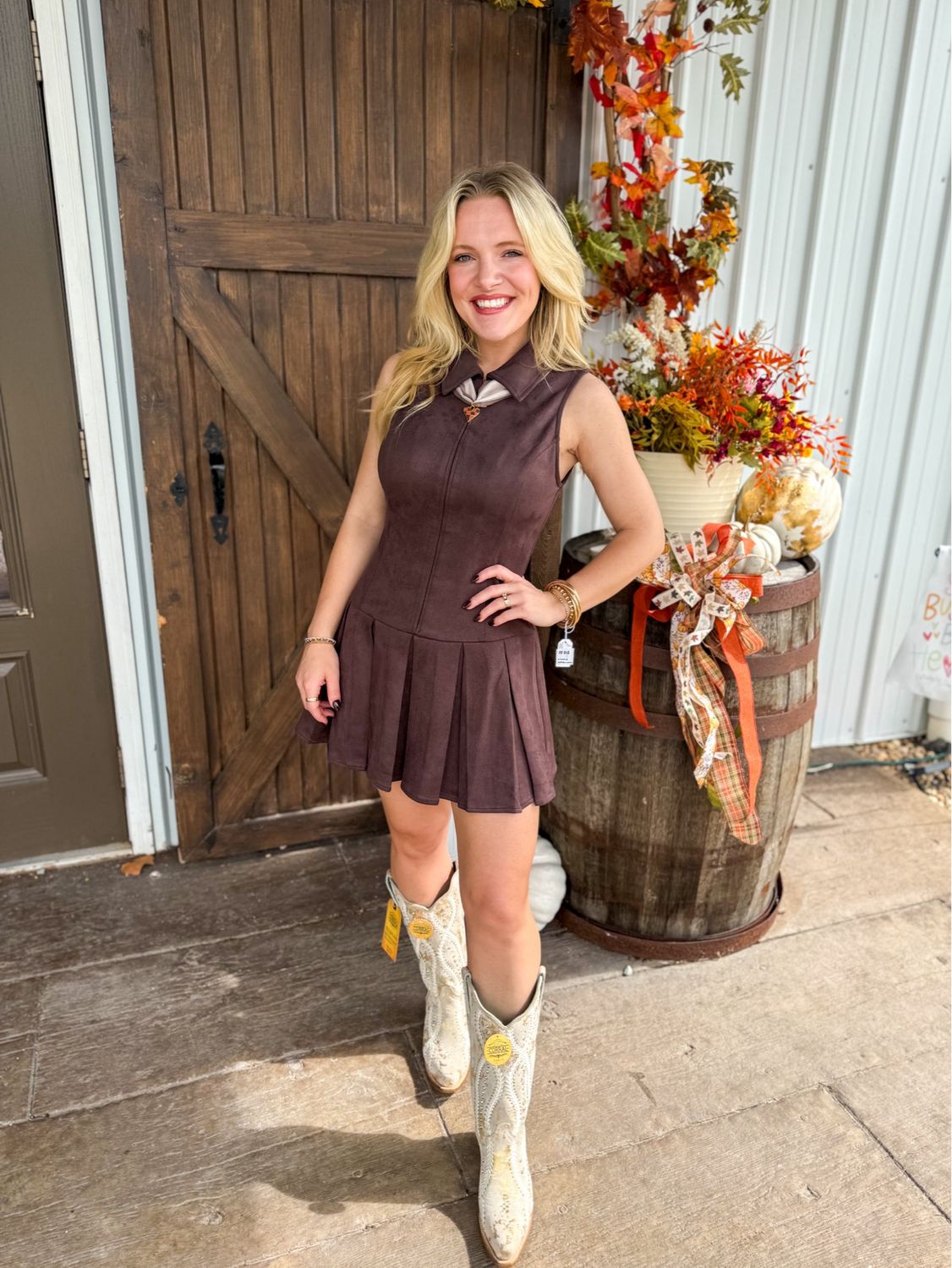Suede Chocolate Mini Dress