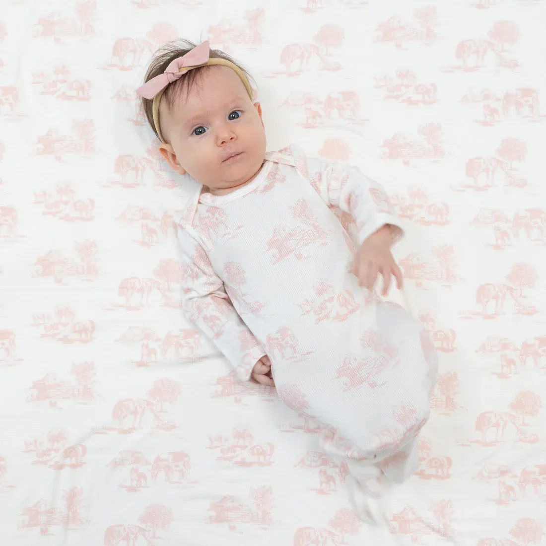 CH Farm Toile Knotted Gown-Pink