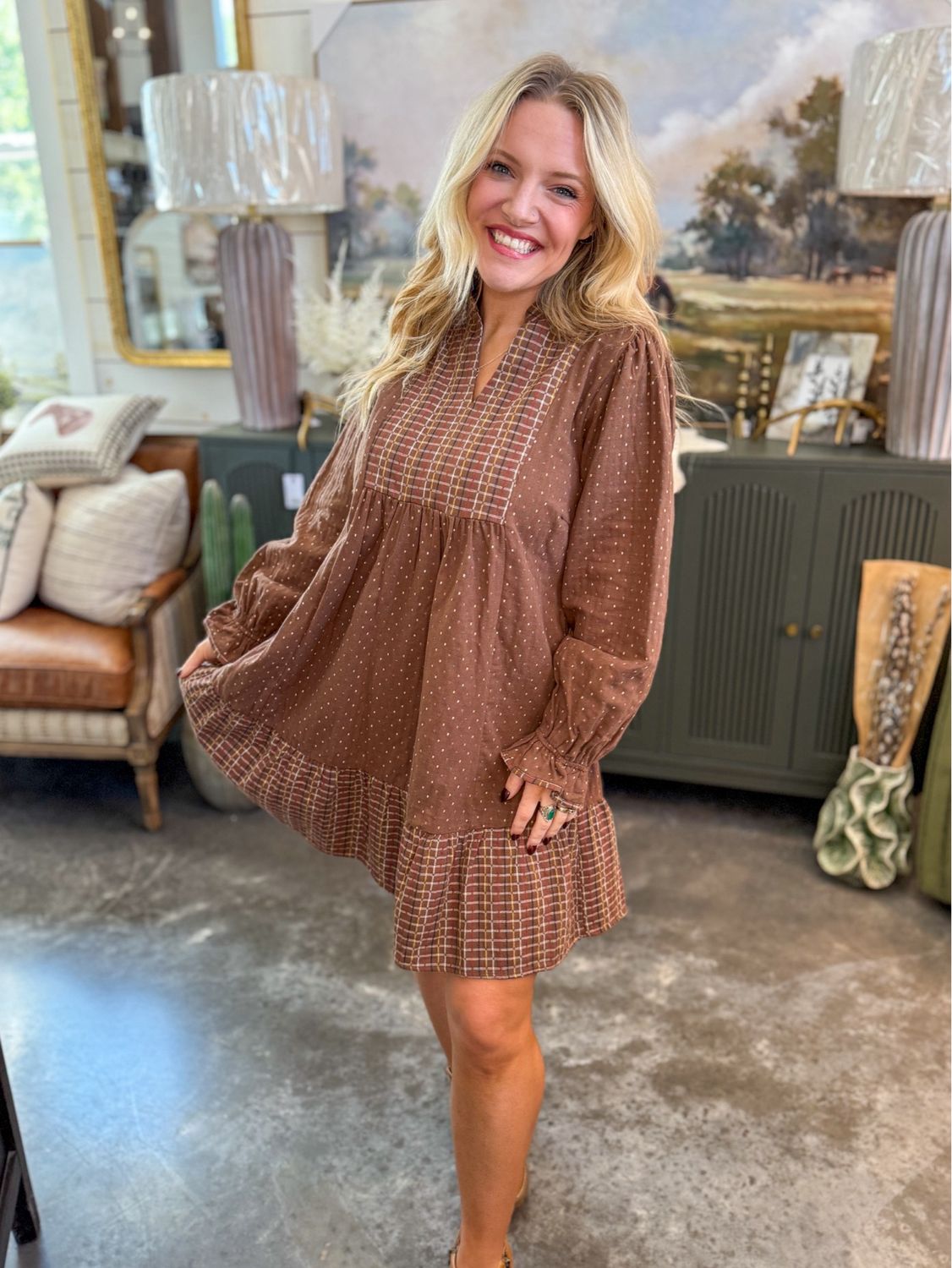 CH Harvest Plaid Yoke Dress