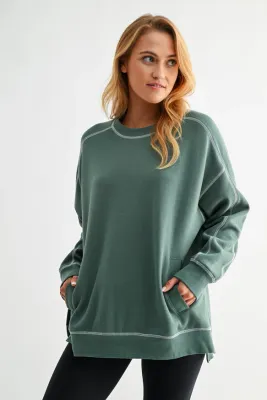 CS Stitch Line Boxy Sweatshirt-Silky Pine