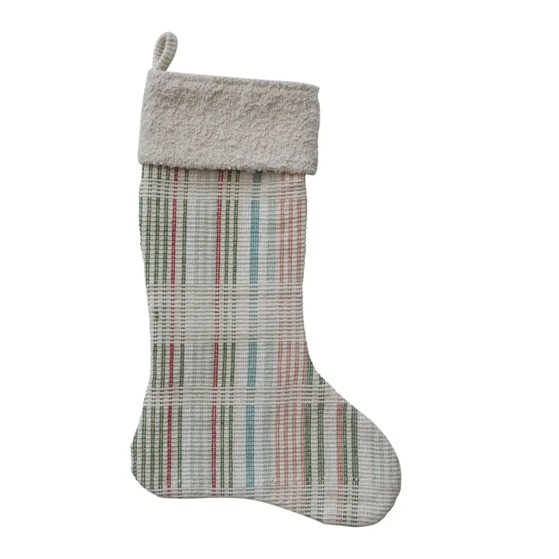 XS9118-Stocking w Stripes/ Sherpa Cuff