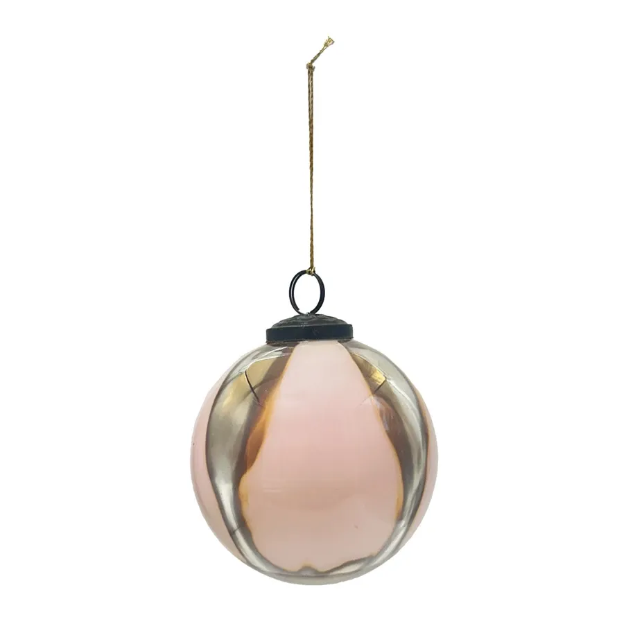 XS9638-Marbled Pink/Gold 4&quot; Ornament