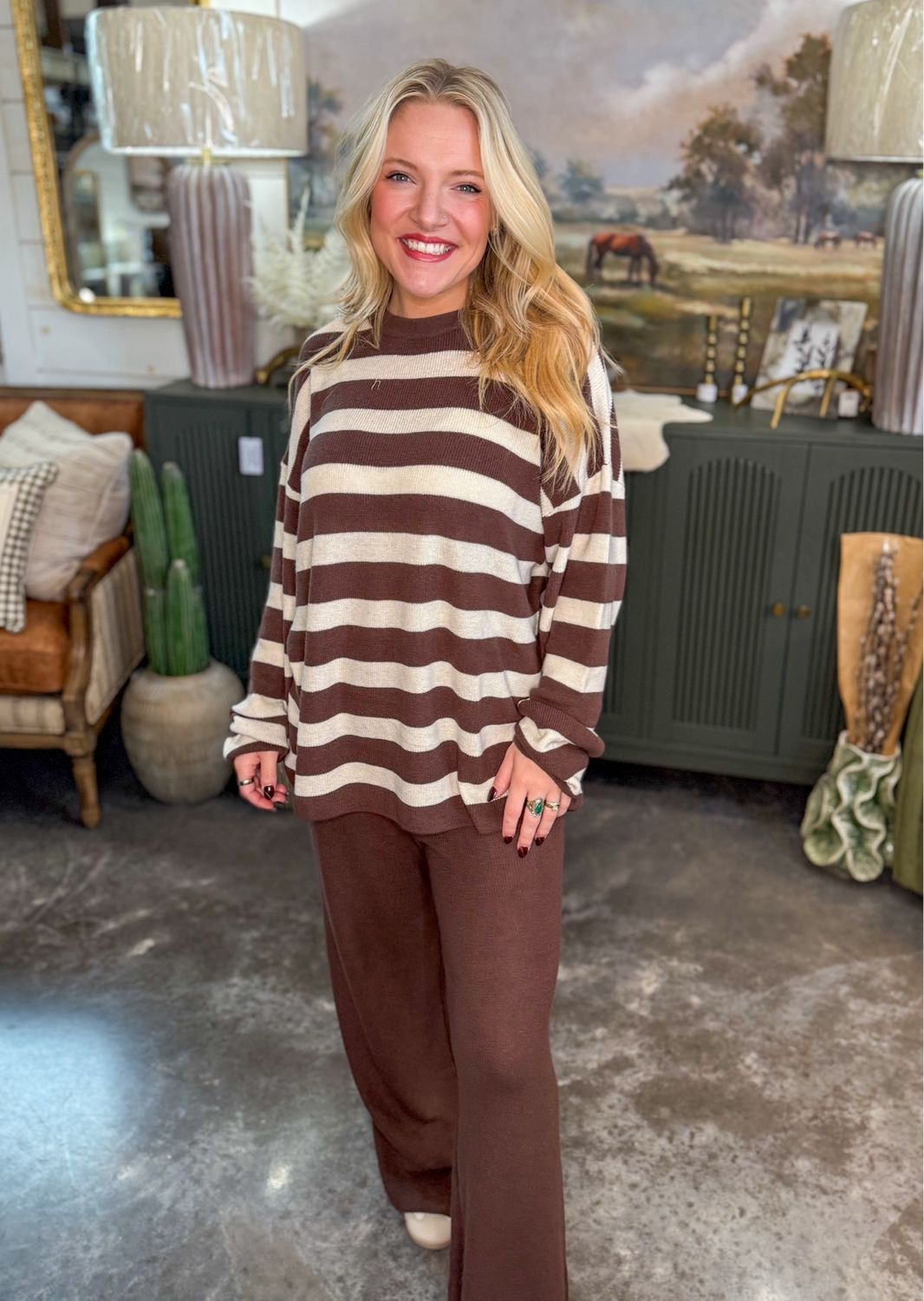 CS Soft Wave Stripe Set-White/Brown