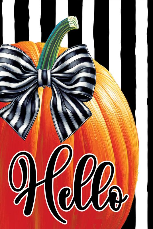 Pumpkin with Bow Garden Flag
