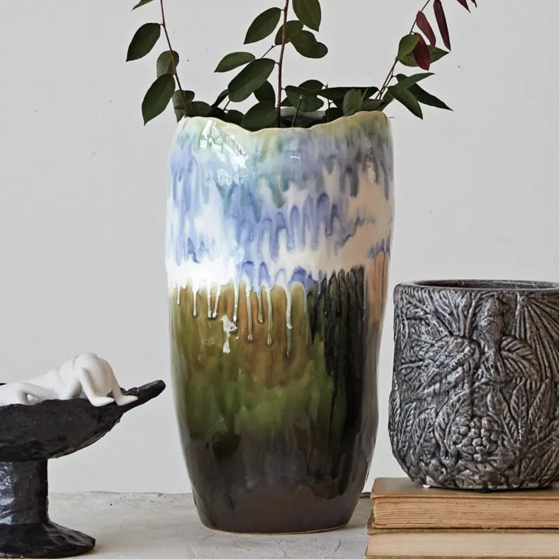 DF8680-Multi Color Stoneware Vase