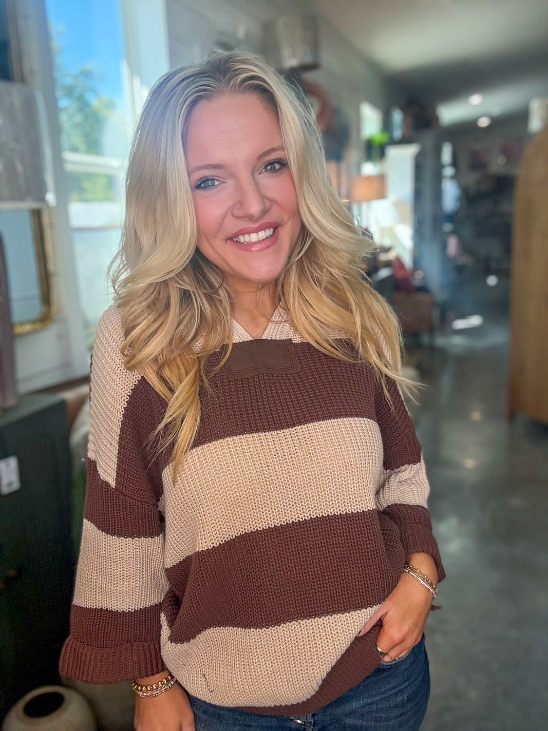 CH Savannah Stripes Top-Brown