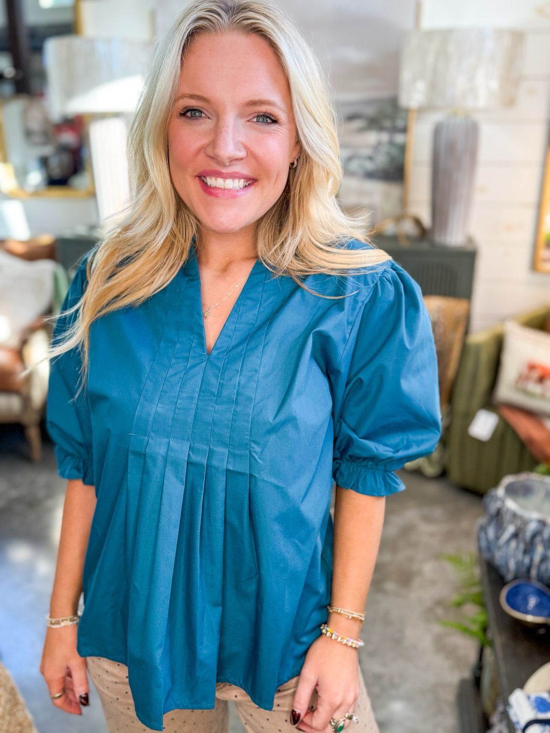 CH Blue Spruce Pintuck Top