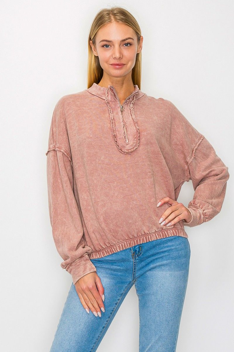 Homestead Half Zip-Sugar Rose