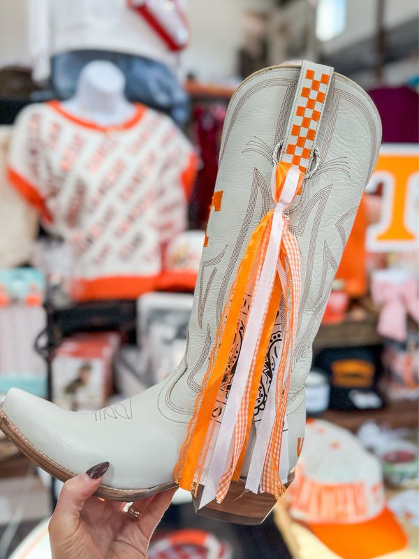 Orange/White Boot Ties