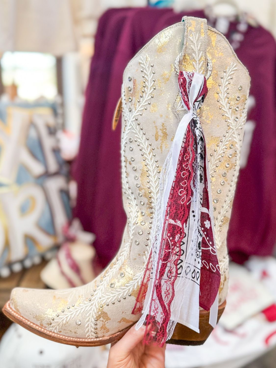 Maroon  Mix Boot Ties