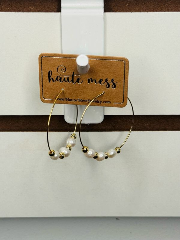 Gold Hoop/Pearl Bead #284-B