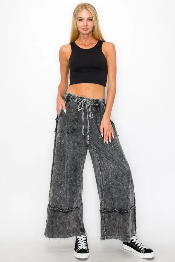 RD Ashed Black Raw Hem Pant