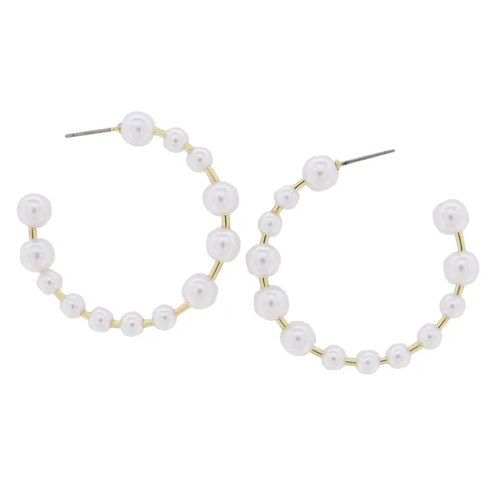Pearl Hoop Gold Plated Earring