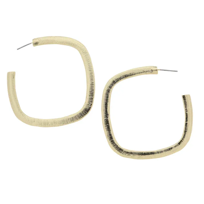 Text Square Hoop Earring