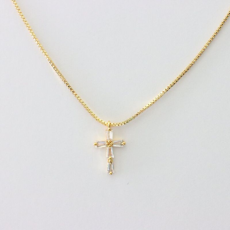 Gold Cross-Gold Snake Chain #422-C