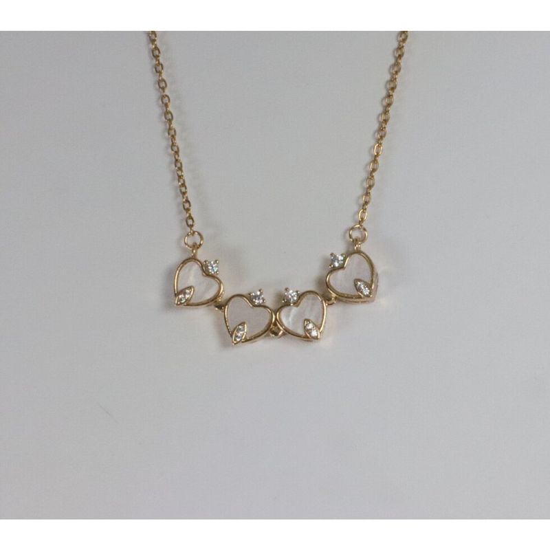 White Flower Heart Necklace #554