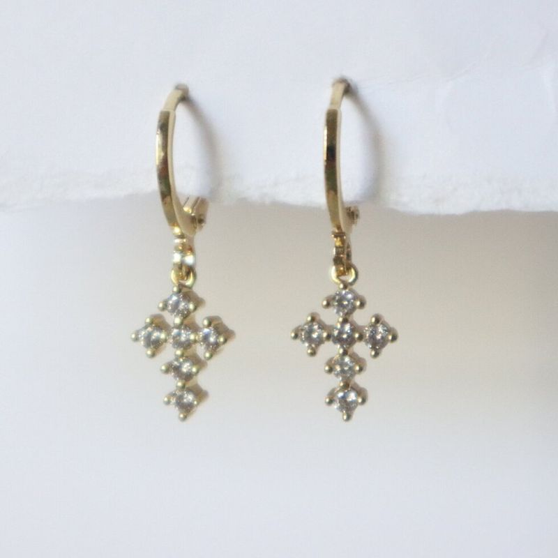 Ornate Cross Huggies #470-HB