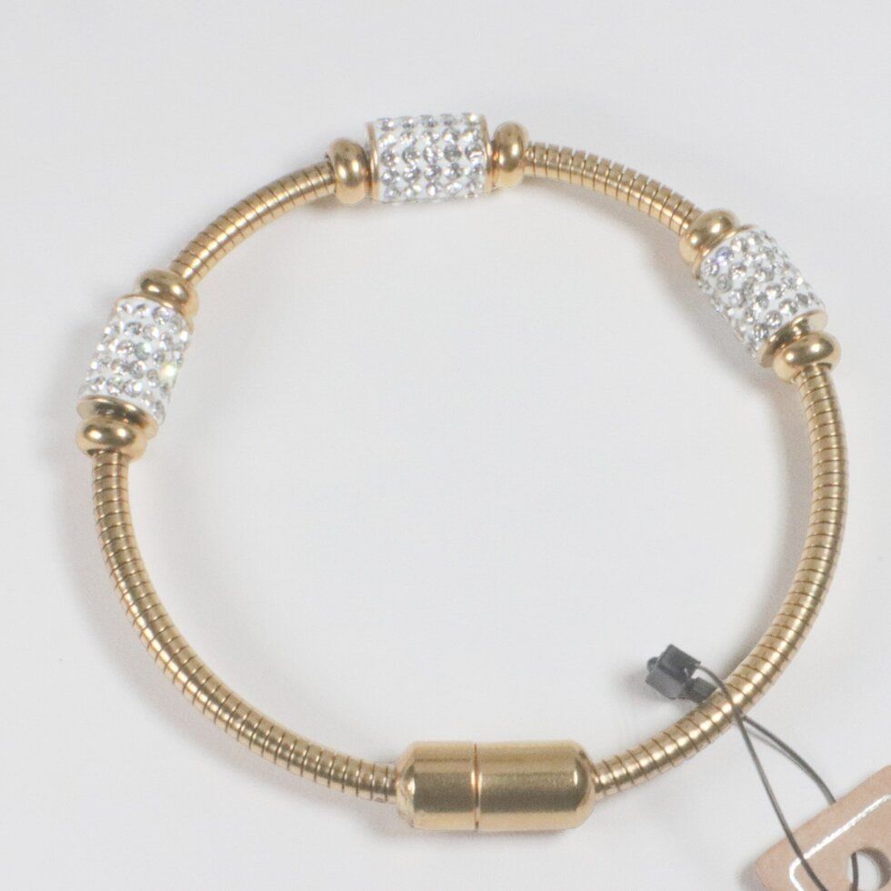 3 Pave Covered Beads Bracelet #475-A 3 Pave Covered Beads Bracelet #475-A