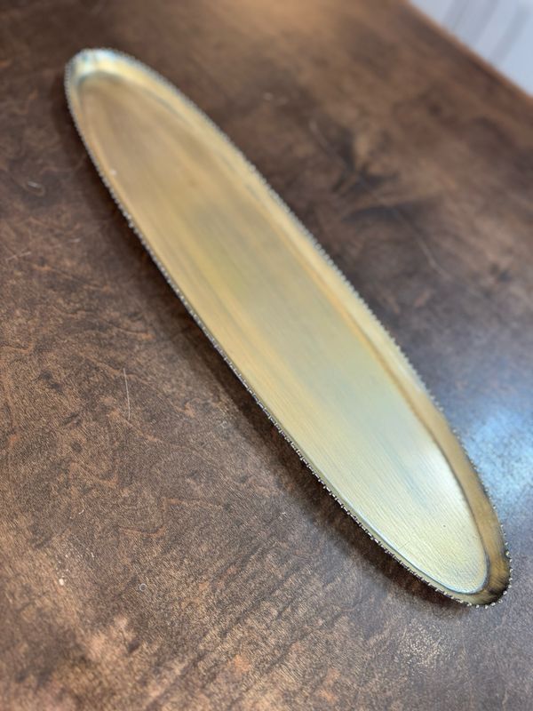 XS7534-Antique Brass Oval Metal Tray