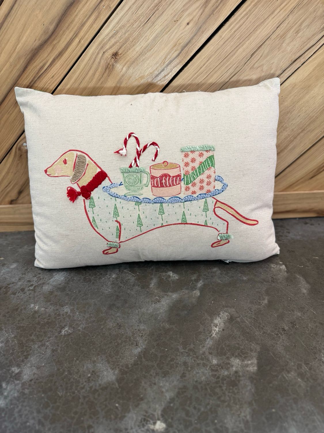 XS8958-Cotton/Linen Printed Pillow w Daschund