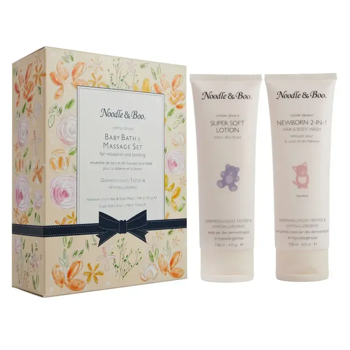 Baby Bath &amp; Massage Set- Peach Flowers