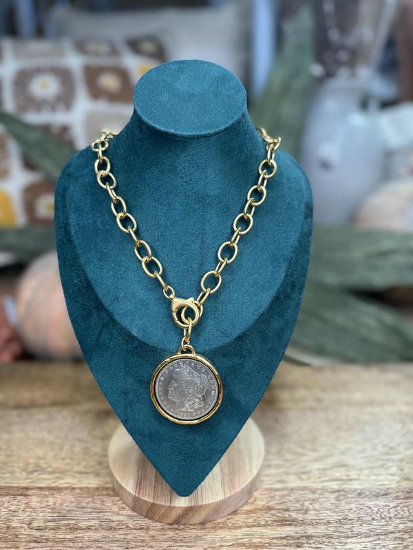 VG Gold Chain Link Coin Necklace