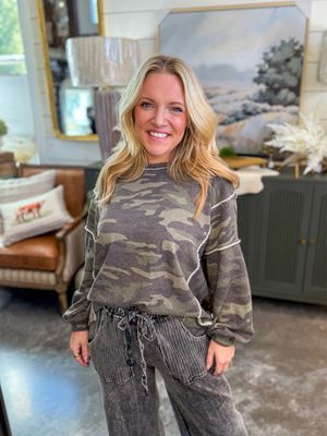 RD Olive Washed Camo Crewneck